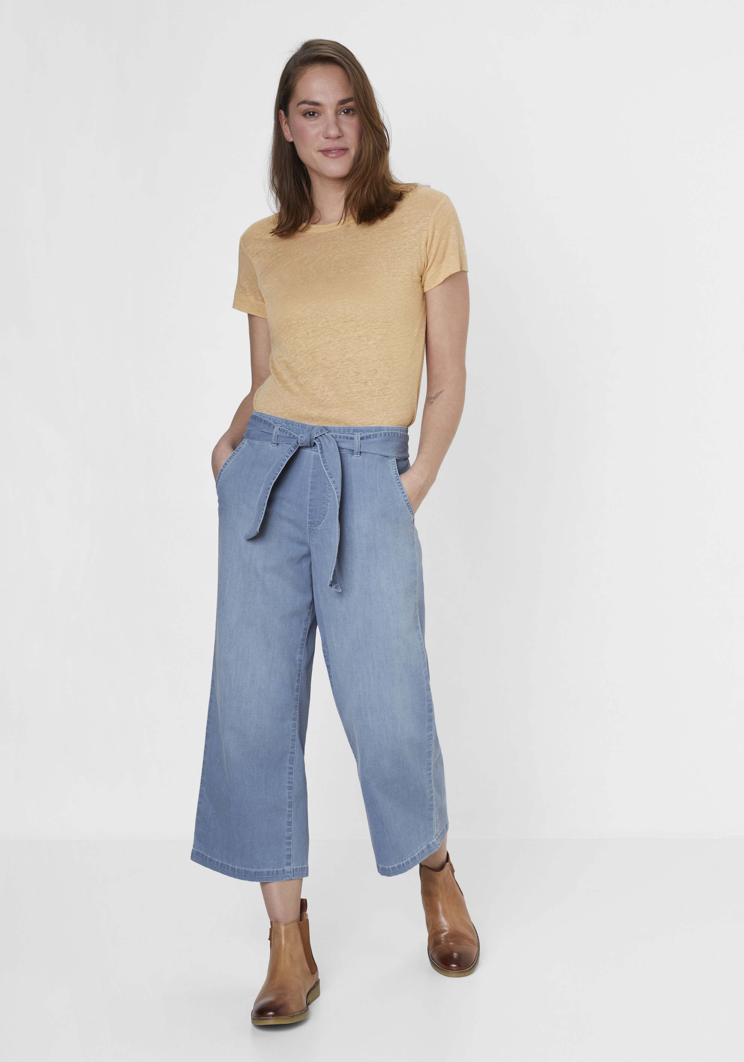 Culotte LIGHT DENIM weite Passform blue bleached used