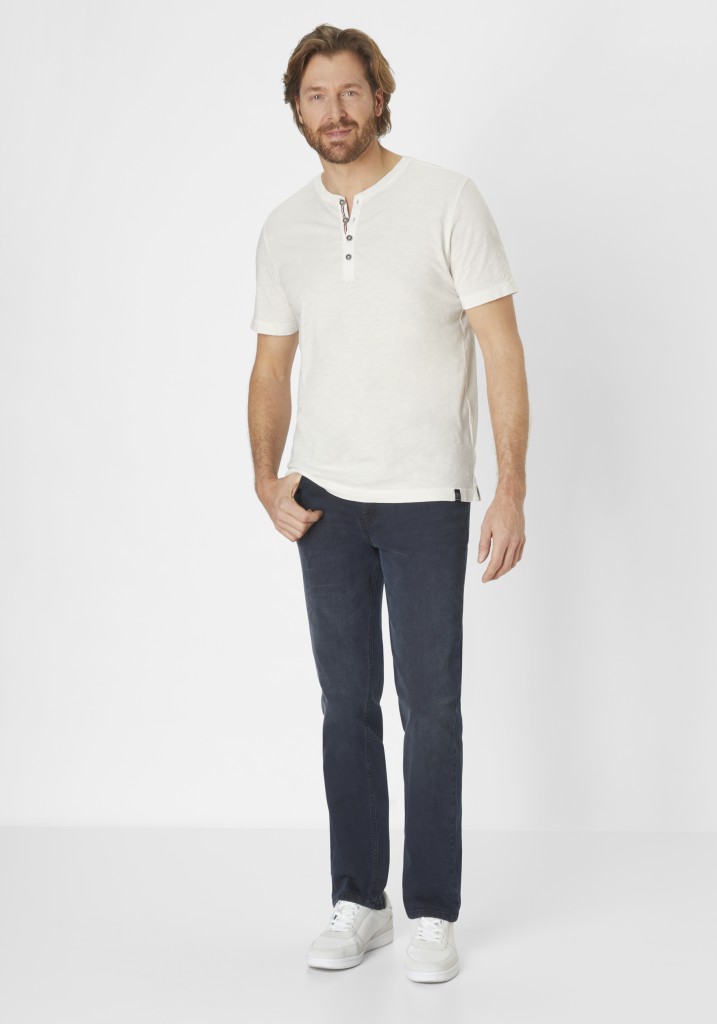 Paddocks Short sleeve henley shirt, single jersey normale Passform - off white