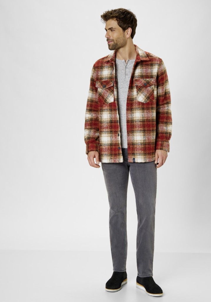 Paddocks Overshirt big check with 2 bust pockets normale Passform - Red