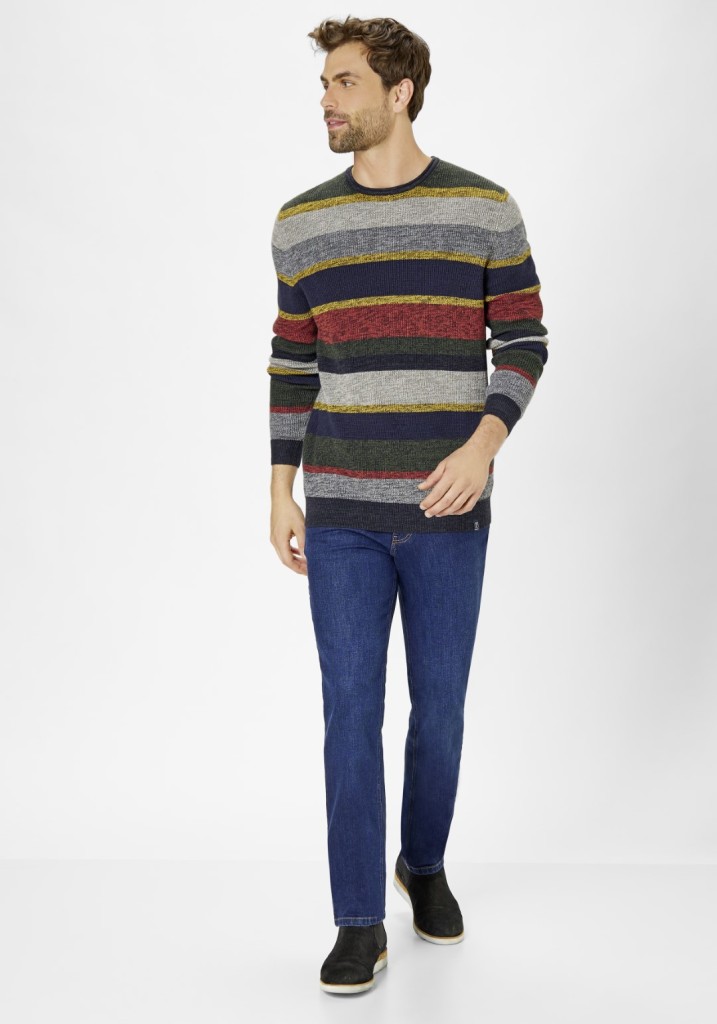 Paddocks Round neck melange stripe knit pullover normale Passform - multi color